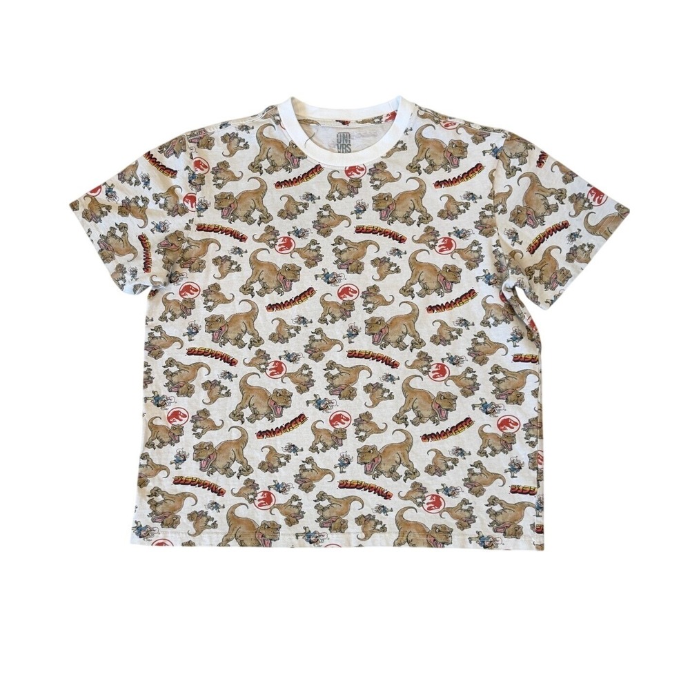 Jurassic Park 30th Anniversary Japanese T-Rex Shirt Unisex M AOP Universal Rare